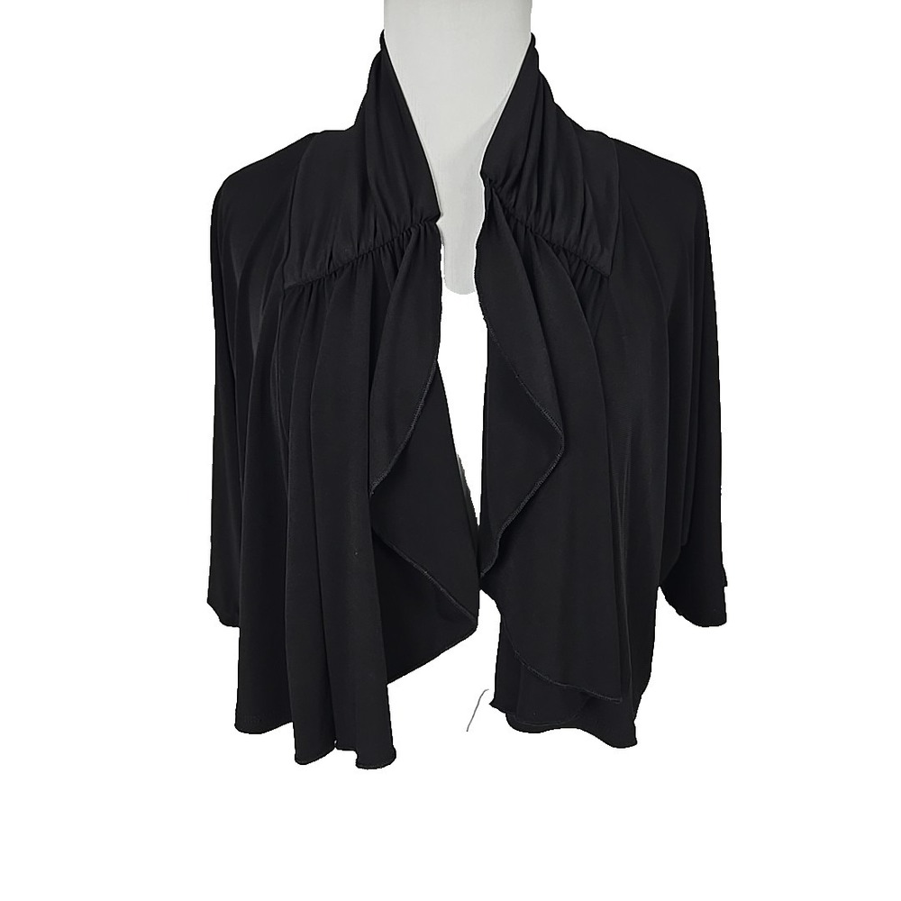 Rhapsody Black Stretch Knit Ruched Cropped Bolero Topper Cardigan Size 1X